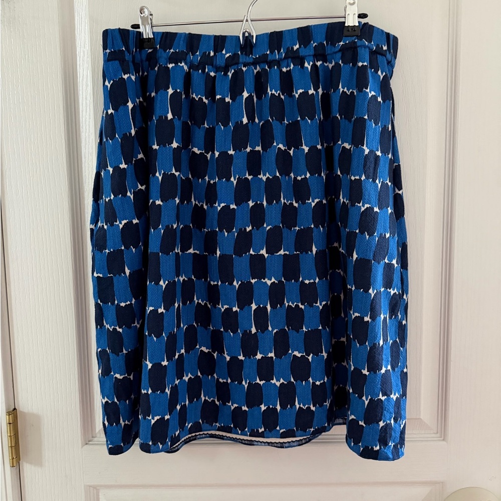 Boden Blue and Black Patterned Pencil Skirt